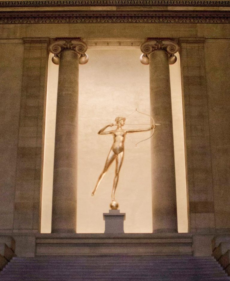 A statue of an archer